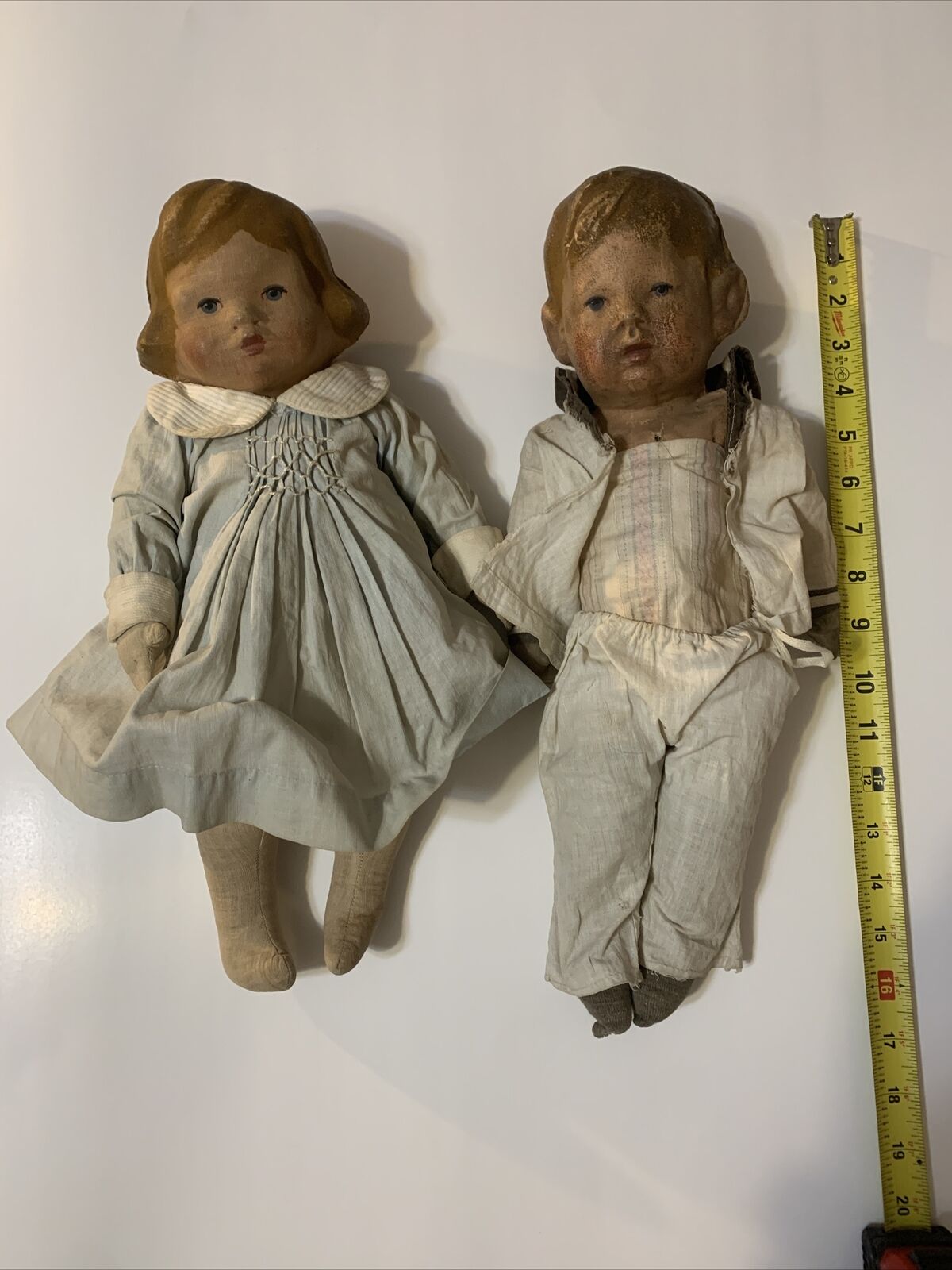 Antique Dolls Pre-1920s Cloth Dolls Old Vintage Saw Dust Doll 16”