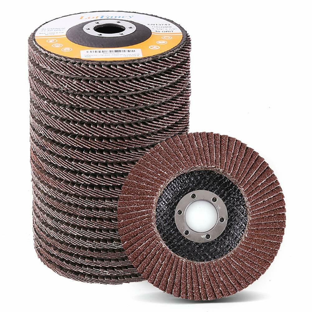 4 1/2'' 4.5'' 40 60 80 120 Grit Flat Sanding Discs Pad Grinding Wheel Sander T27