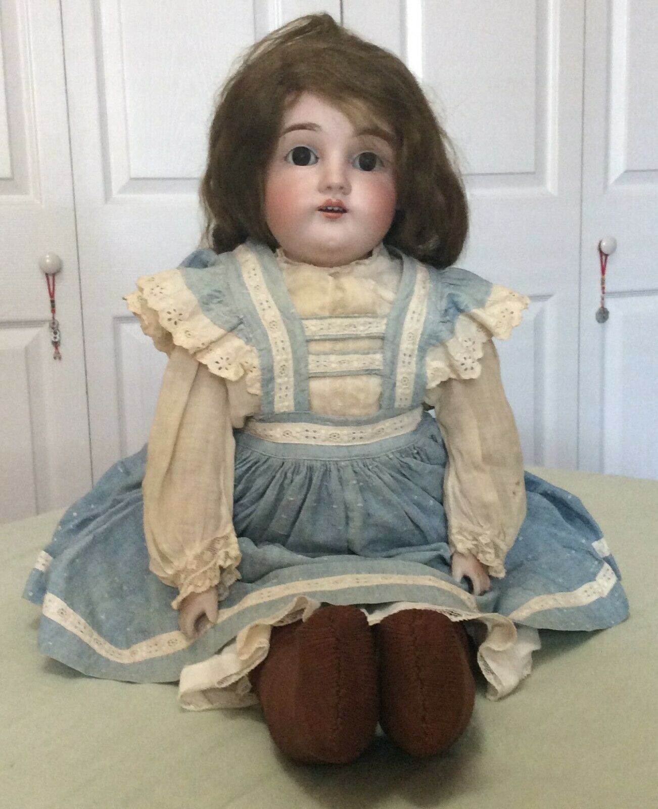 Vintage 1920s-1930s Doll - Porcelain Face, Hands - Original Clothing  - Kestner?