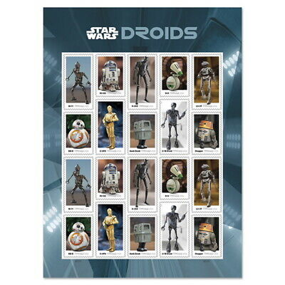 Usps New Star Wars (tm) Droids Pane Of 20 Star Wars