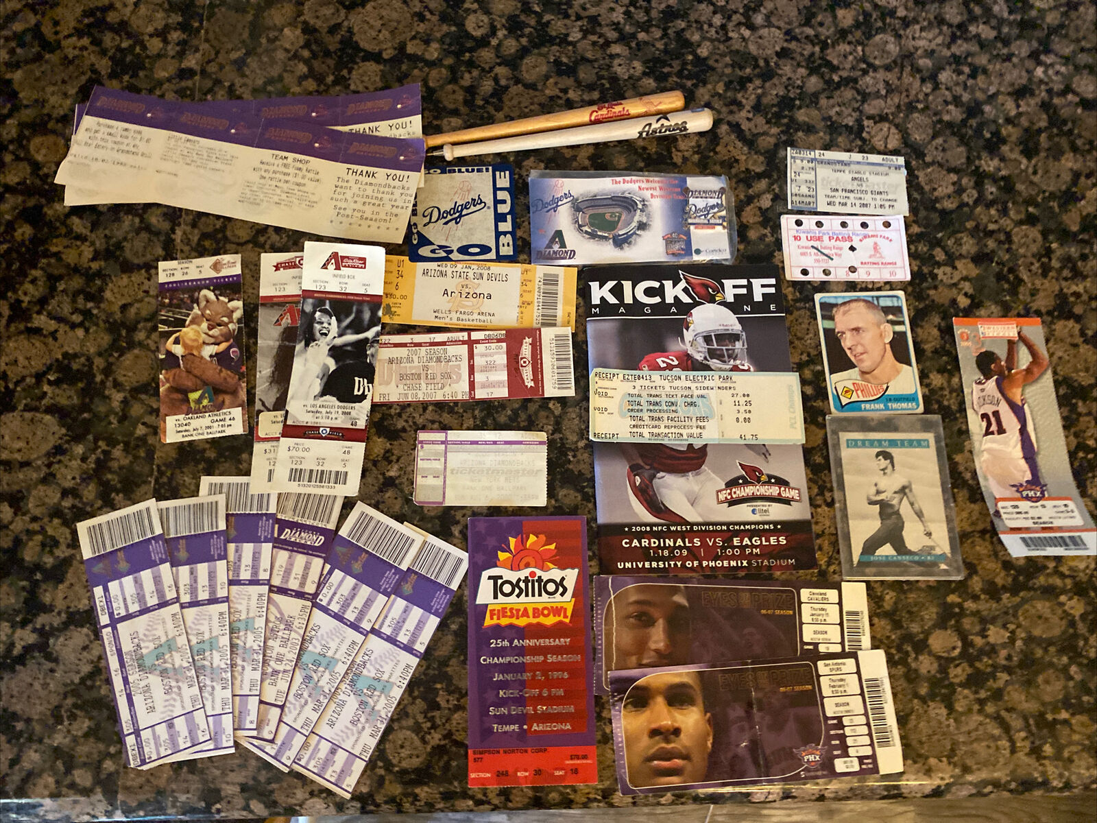Mini Sports Junk Drawer Lot Of Tickets Bat Pens Pin More Mostly Az Related