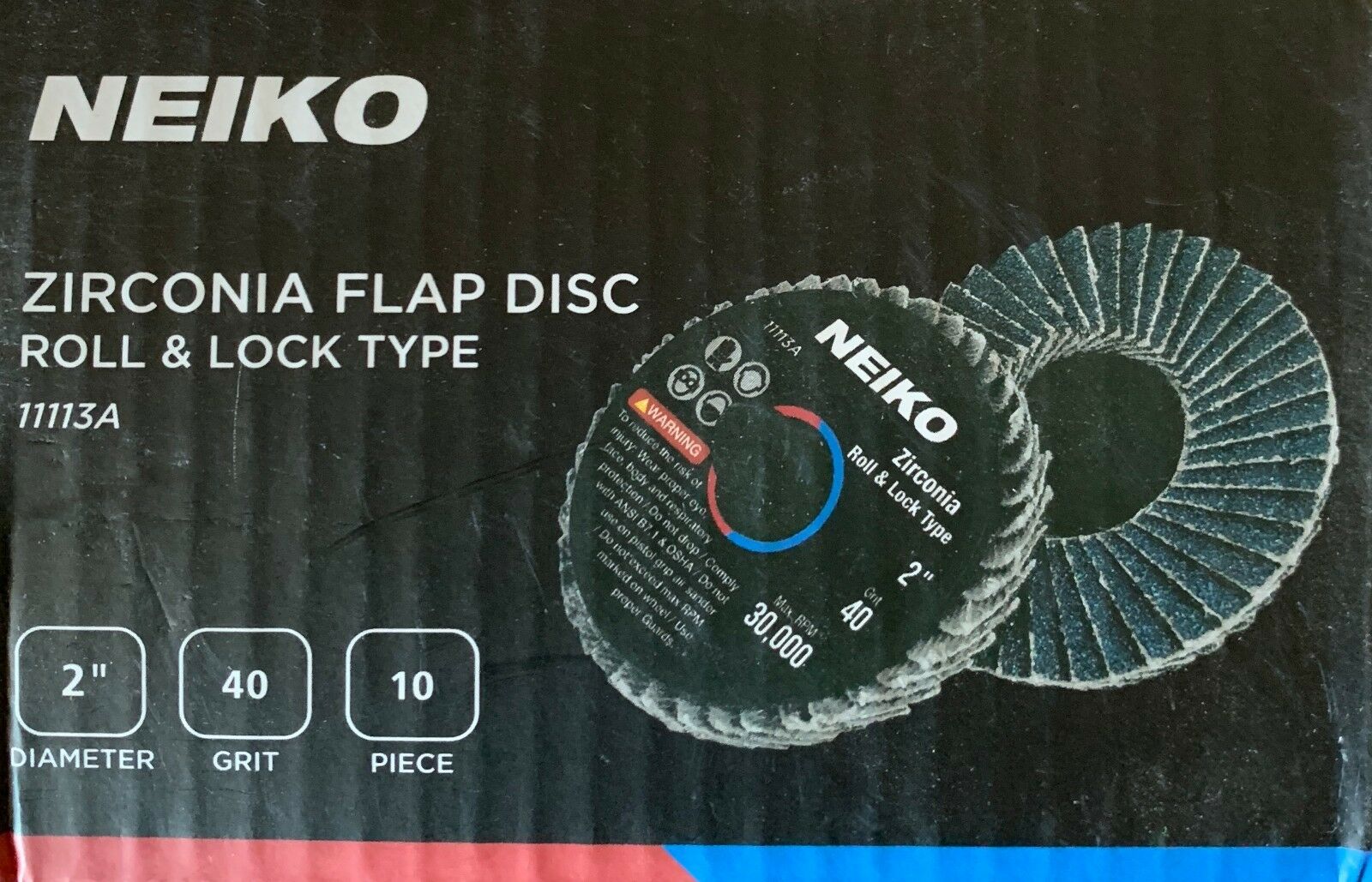 Neiko Roloc Type 2-inch Flap Disc, Zirconia, 10 Pieces