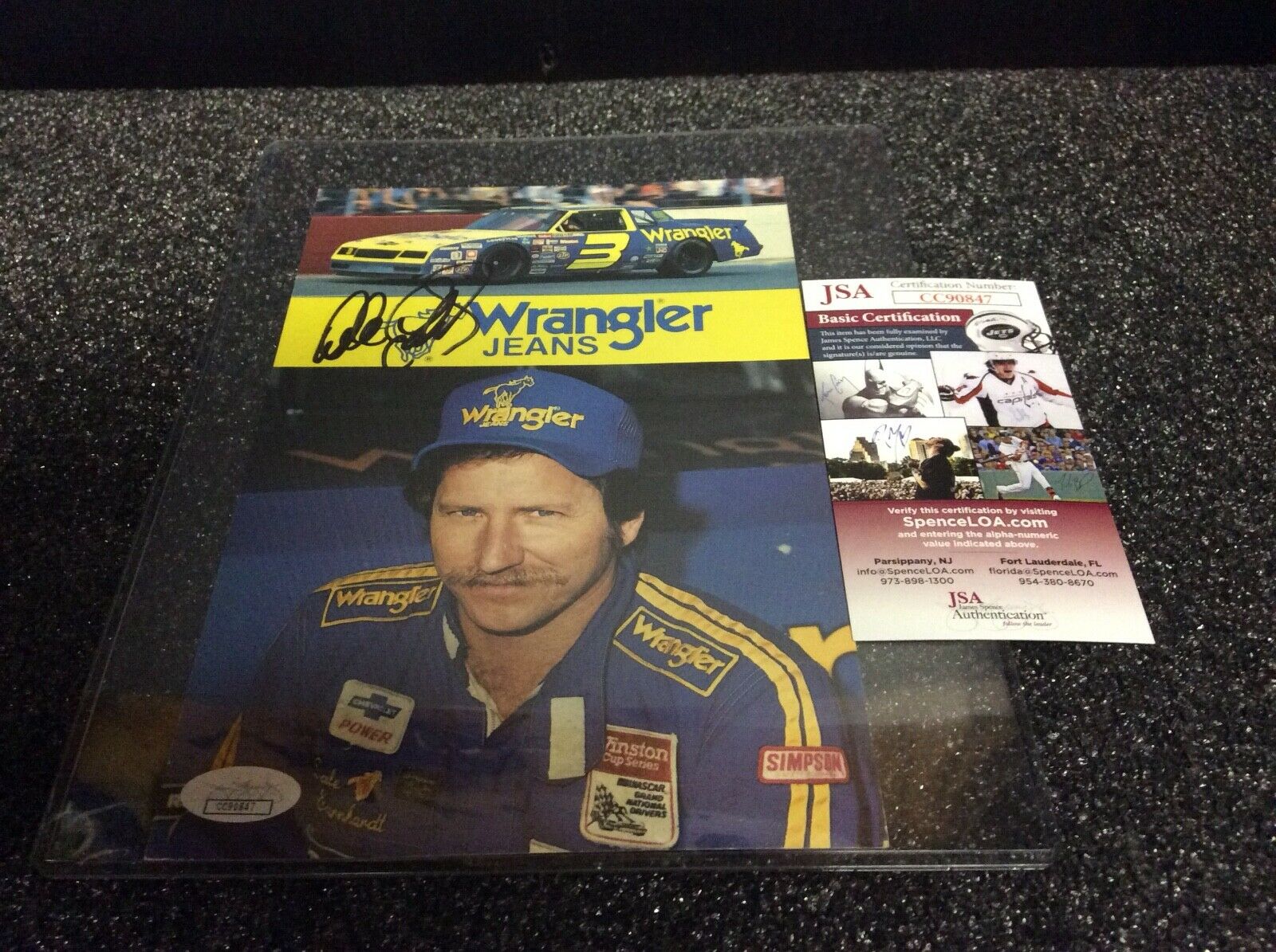 Signed Rare 1984 Wrangler Postcard 6x9 Dale Earnhardt Sr Winston Cup Nascar Jsa