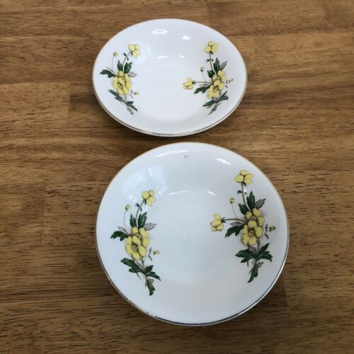 Vintage Edwin Knowles China Two Yellow Buttercup Fruit Bowls